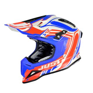 JUST1 Motocross Helm J12 Flame rot blau