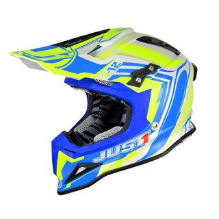 JUST1 Motocross Helm J12 Flame gelb blau