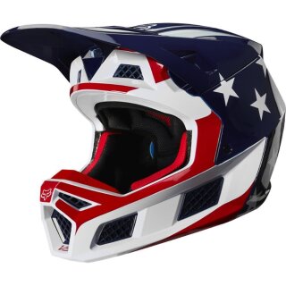 Fox Motocross Helm V3 Prey [weiss/Rd/Blu]