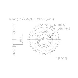Esjot Kettenrad 428 49Z Stahl Schwarz
