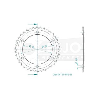 Esjot Kettenrad 530 47Z Stahl Schwarz