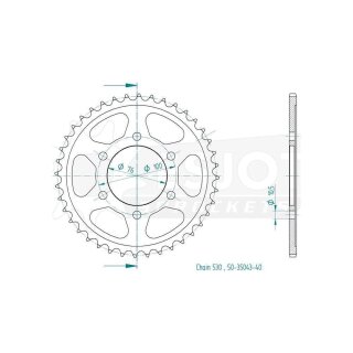 Esjot Kettenrad 530 44Z Stahl Schwarz