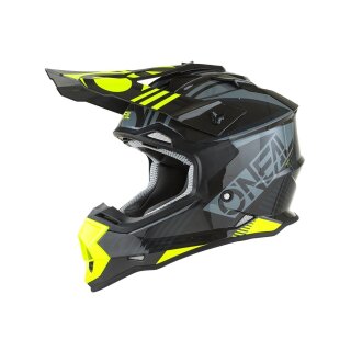 Oneal 2SRS Motocross Helm RUSH V.22 Grau/Neon Gelb