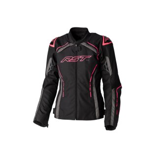 RST Ladies S1 CE Textile Jacket - Black/Neon Pink Size XL