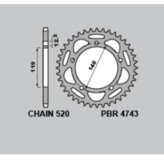 PBR Ultra-Light Aluminium Hard Anodized Rear Sprocket 4743 - 520