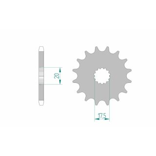 AFAM Pignon standard en acier avant 21202 - 428