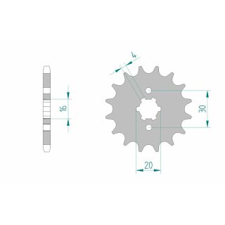 Pignone anteriore standard AFAM in acciaio 24200 - 428