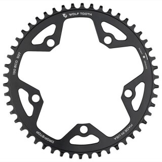 Wolf Tooth Gravel/CX/Road Kettenblatt, 130 BCD, 5-Loch, 48 Z., Drop-Stop B, black