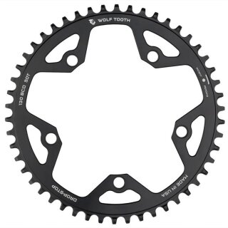 Wolf Tooth Gravel/CX/Road Kettenblatt, 130 BCD, 5-Loch, 52 Z., Drop-Stop B, black
