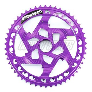 Aluminiowa zębatka e*thirteen Helix Race 12-biegowa, 42-50 t, bakłażanowa