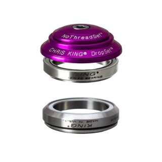 Serie sterzo Chris King DropSet 4, cuscinetto in acciaio inox, 1 1/8", GripLock, IS42/28.6 | IS42/30 45x45, 3D viola