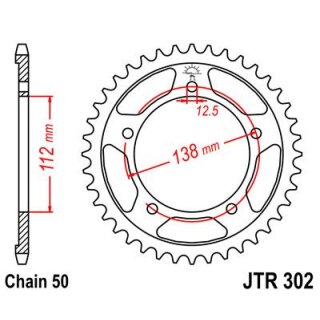 JT Kettenrad 44 Zähne Teilung 428  JTR1206.44
