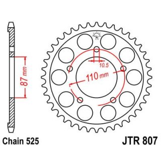 JT tandhjul 48T 525 BLK JTR807.48ZBK
