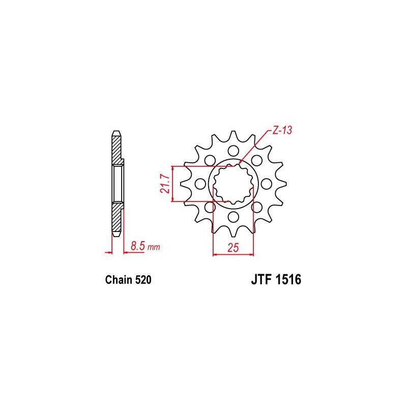 JT Ritzel 14Z Teilung 520 JT Sprockets JTF1539.14RB 